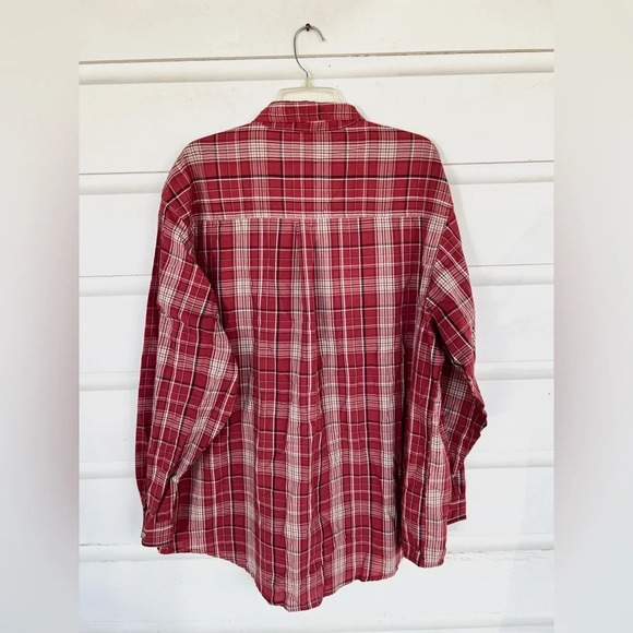 Men’s Wrangler Rugged Wear Red Plaid Button Up Light Weight Long Sleeve Size 2XL - Picture 3 of 3